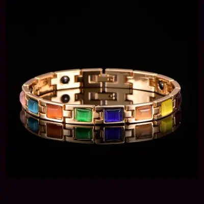 Gold-plated Opal and Turquoise Magnet Health Bracelet