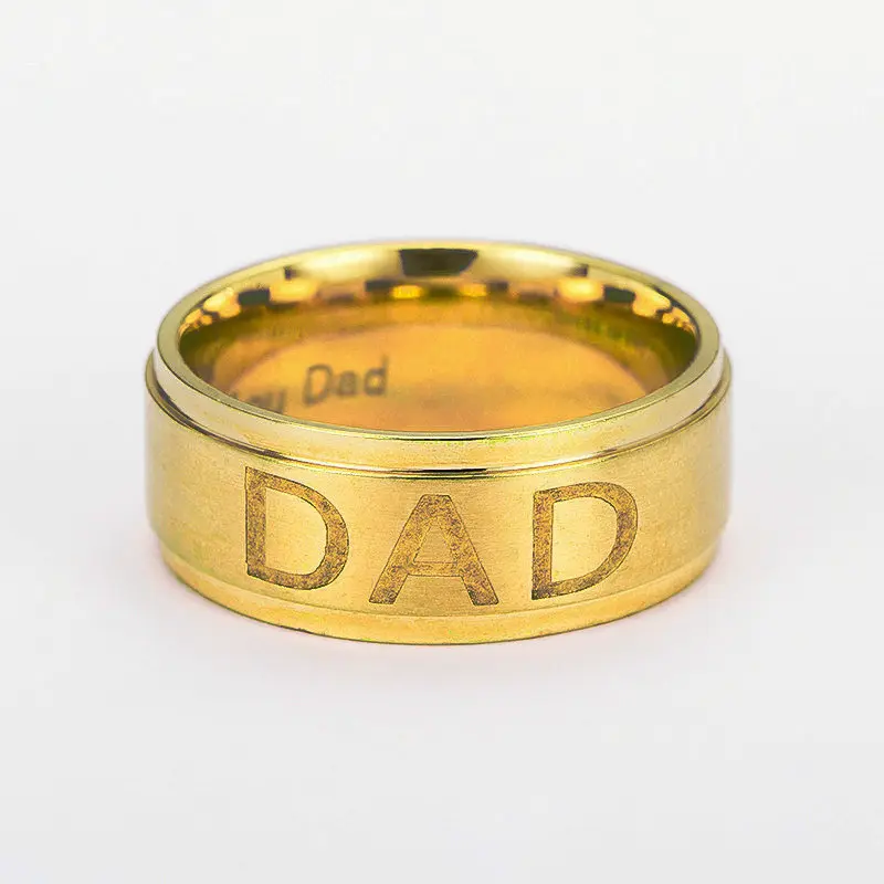 Monogram ring titanium steel