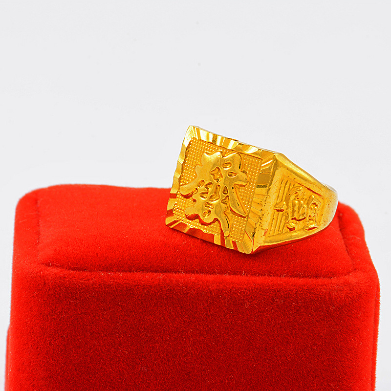 small square men's ring sand gold men's ring ring