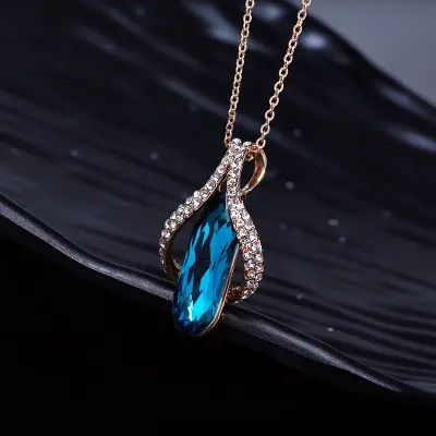 Gold-plated Diamond Earrings Pendant Set