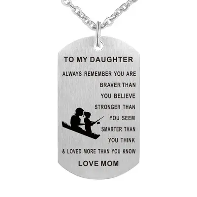 Mother and daughter stainless steel necklace army