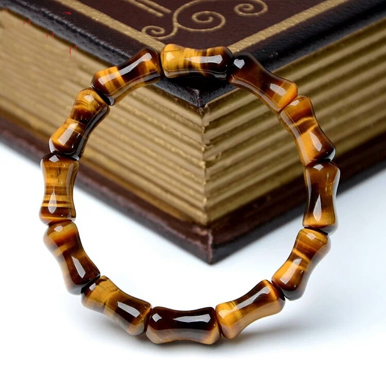 Natural Tiger Eye Stone Bamboo Hand Row — foto 2