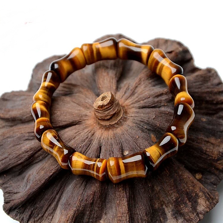 Natural Tiger Eye Stone Bamboo Hand Row — foto 4