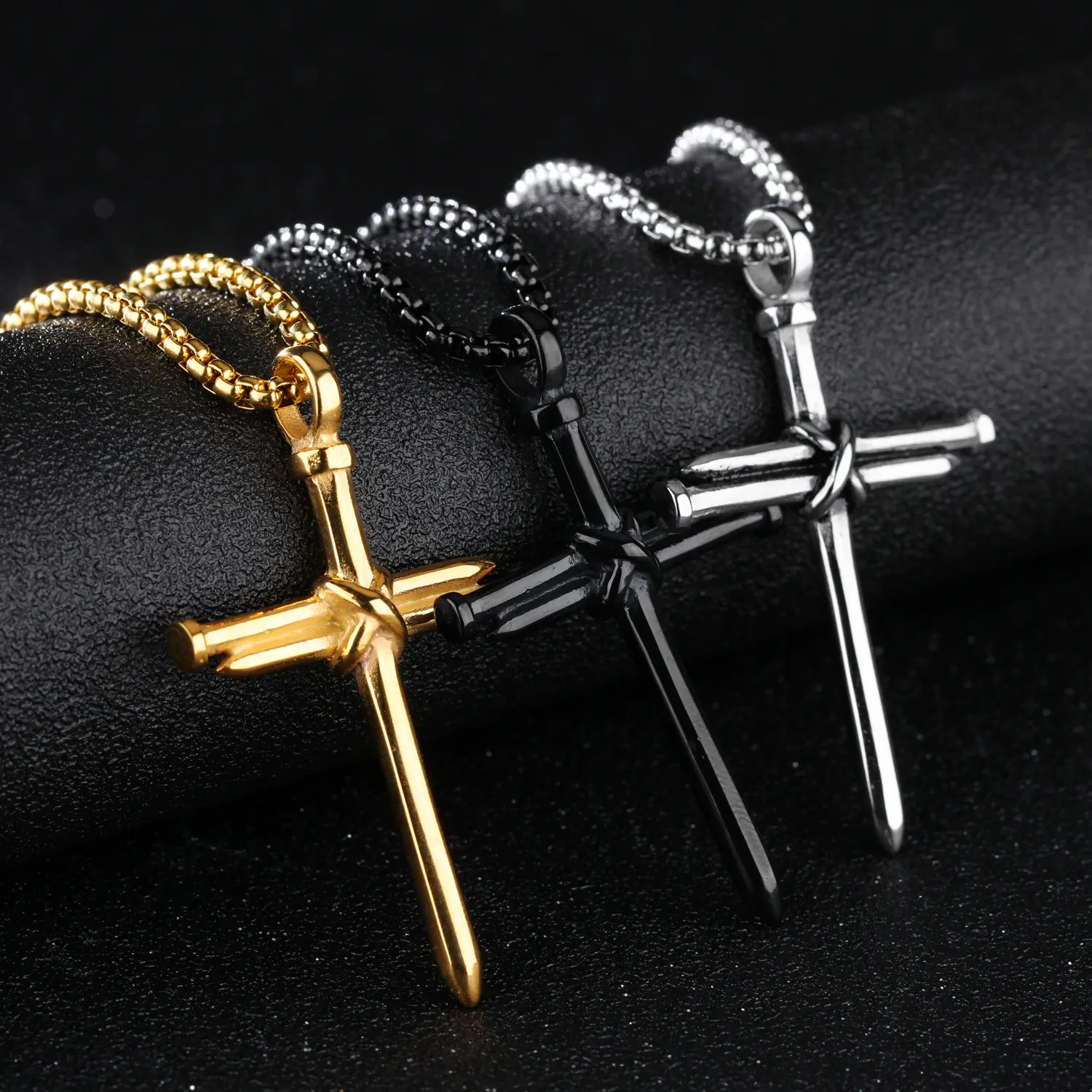 Titanium steel casting nails cross men's pendants