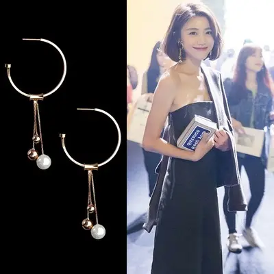 Geometric circle earrings female s925 sterling silver