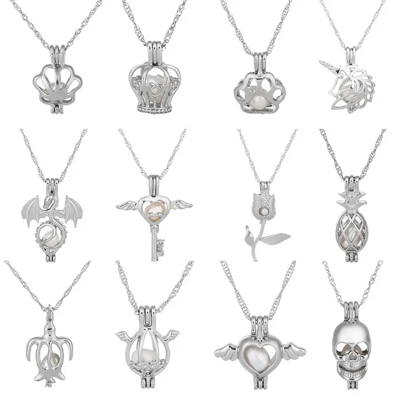 Creative hollowed oysters Pearl series necklace, natural