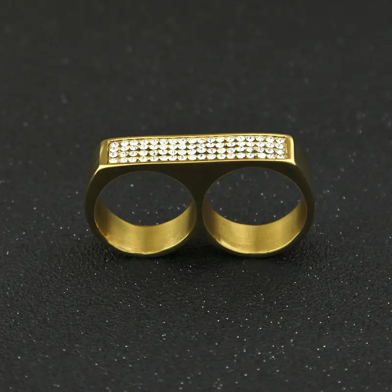 Double hole men's ring