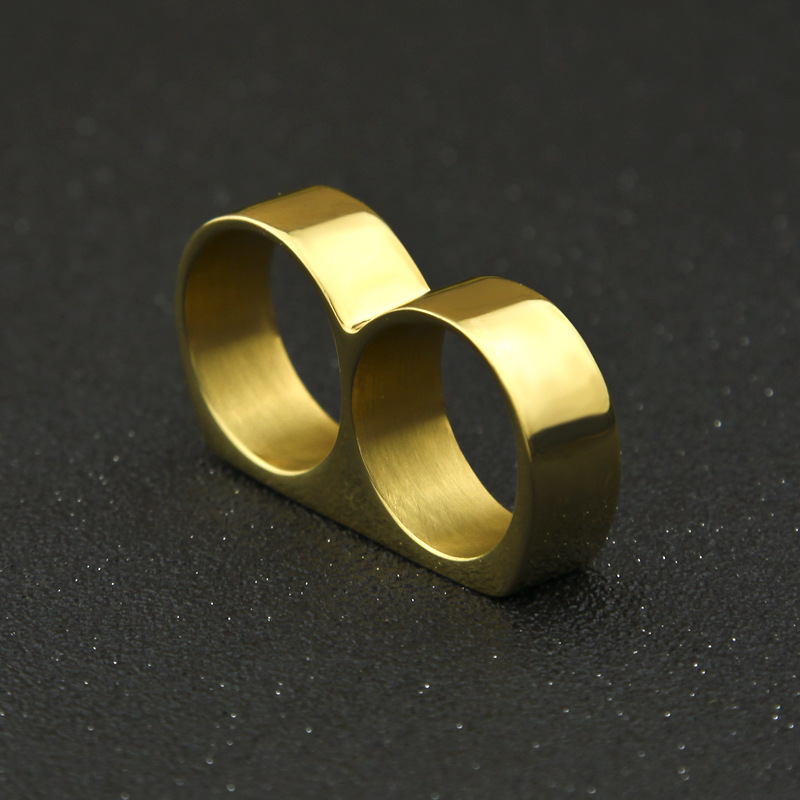 Double hole men's ring