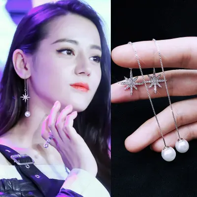 Octagonal Star with Zircon Earrings