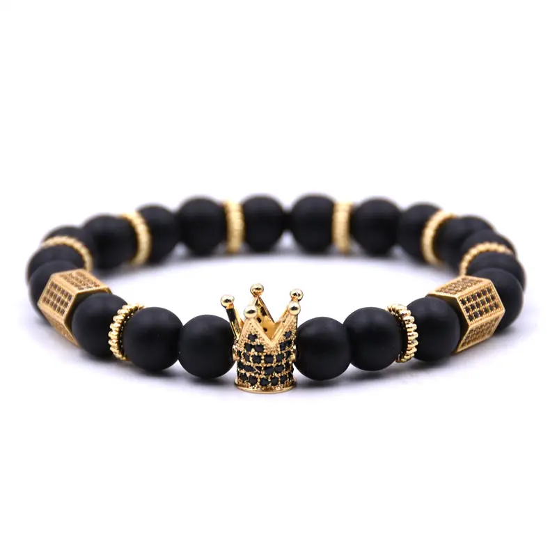 Natural Stone Micro Crown Inlaid Copper Bracelet White Zircon