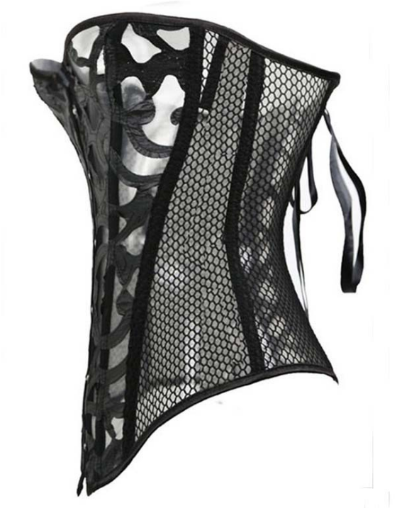 Black Printed Mesh Court Corset