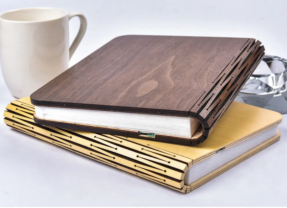 LED Night Light Folding Book USB Port Rechargeable Wooden