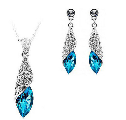 Earring necklace set (Rose red)