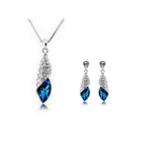 Earring necklace set (Rose red)