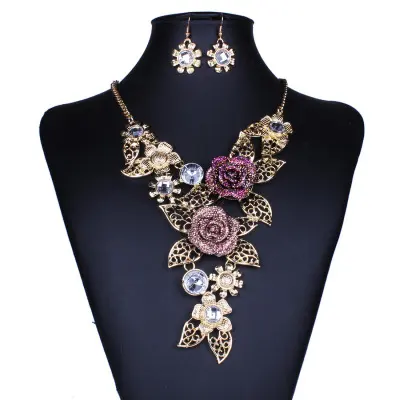Bohemian Hollow Resin Necklace and Earring Set