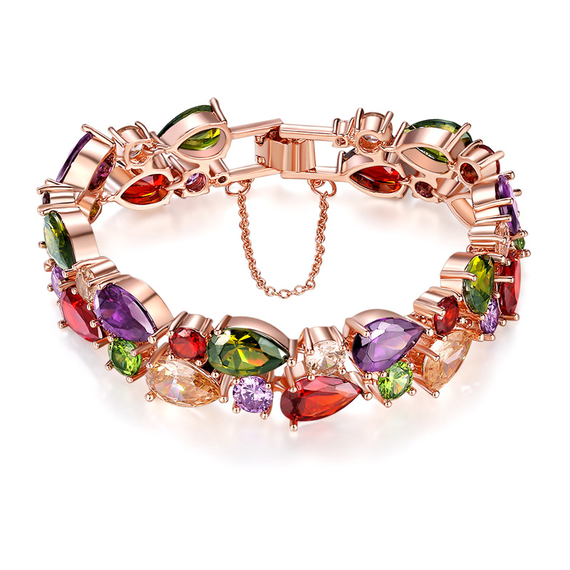 Golden Pleated Transparent Cubic Zircon Bracelet Bracelet Bridal Gift