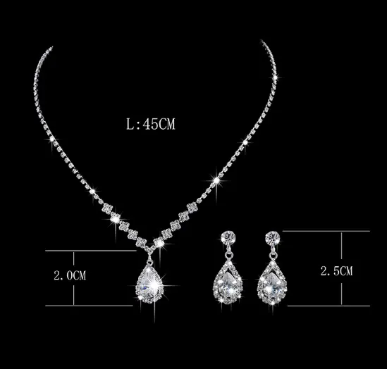 Zircon Water Drop Pendant Set Chain Bride