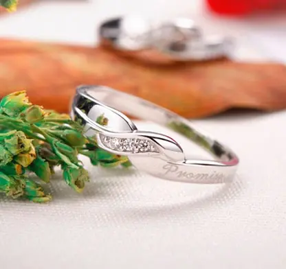 Commitment couple ring white copper plated platinum