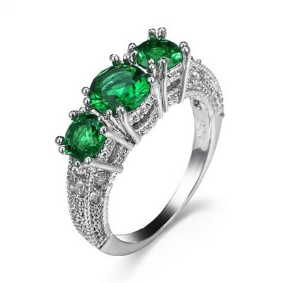 European and American ring engagement ring inlaid zircon ring jewelry Green - Shop at LoveMi