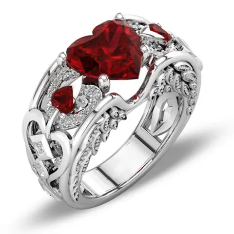 Princess Ring Heart-shaped Ruby Engagement