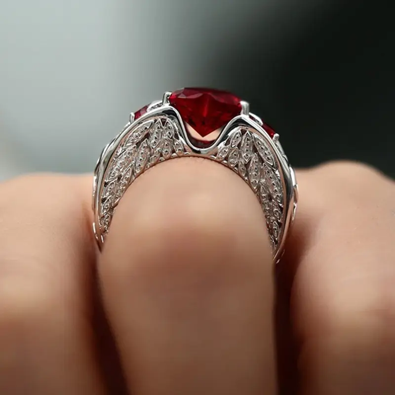 Princess Ring Heart-shaped Ruby Engagement