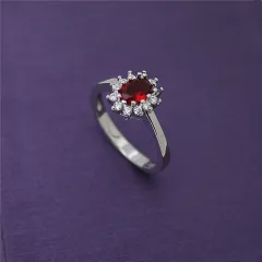 High-end foreign explosions jewelry Europe and the United States popular engagement ring high-grade blue zircon gold ring - Red A - View 1