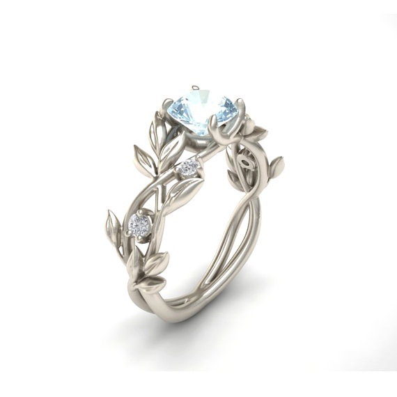 European and American fashion zircon jewelry Princess engagement ring Aqua Blue - Shop at LoveMi