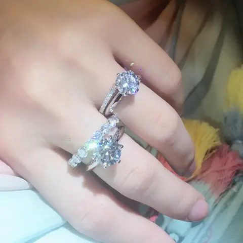 S925 Sterling Silver Solitaire Diamond Ring 123 Carat Wedding