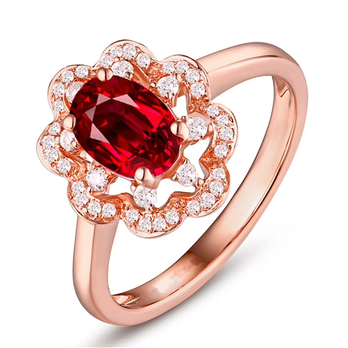Hot silver ring engagement high-end ruby rose
