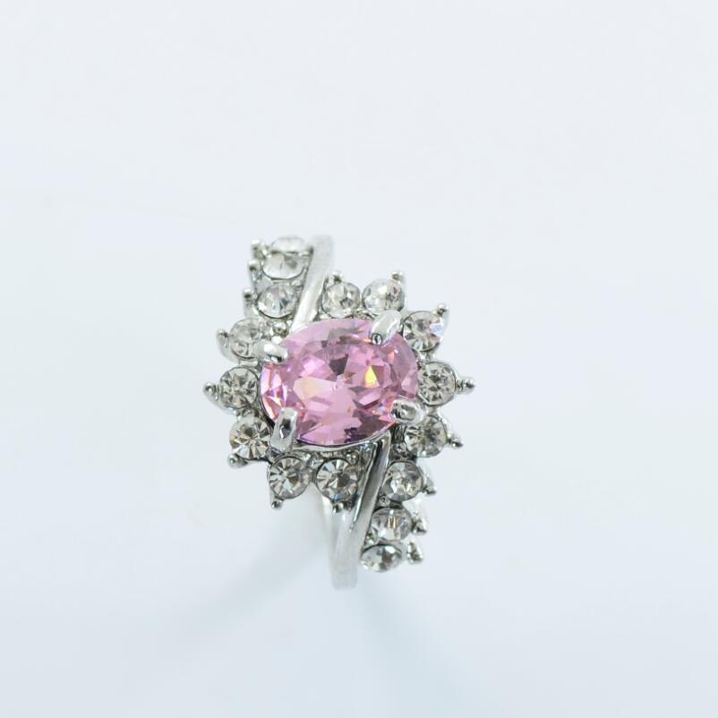 Popular explosion models zircon ring oval ruby diamond engagement ring Pink - Shop at LoveMi