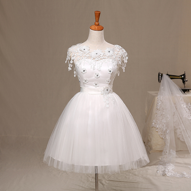 Betrothal Engagement Wedding Party short skirt lace, lace, lace, lace, lace, flower, shoulder dress and small dress D729 — foto 3