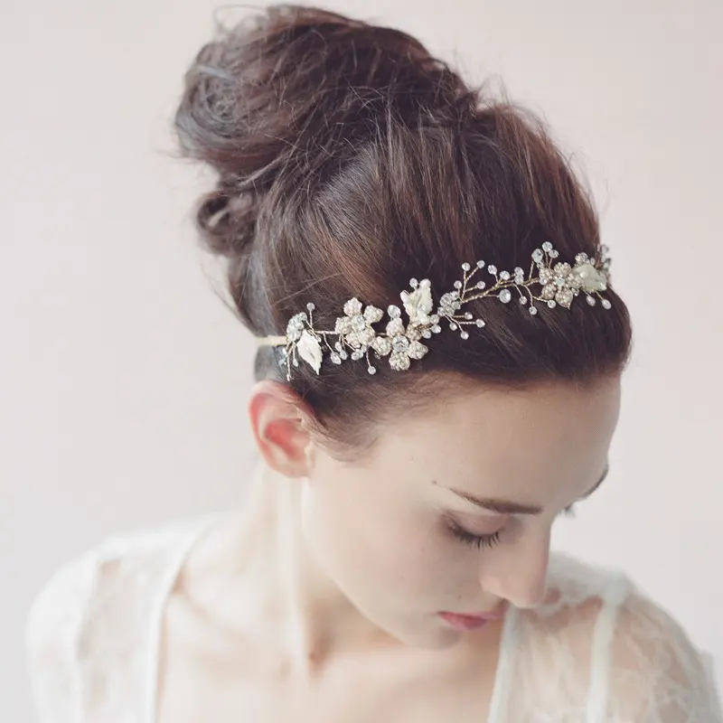 High-end Wedding Bride Pearl Crystal Ornament Jewelry Crown Hair
