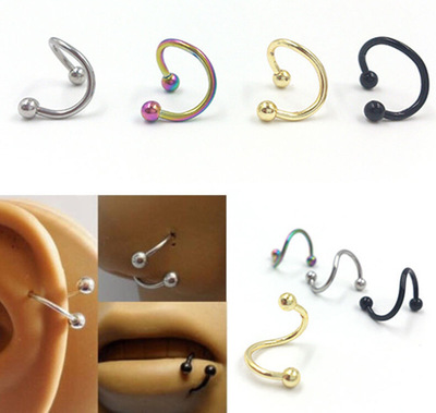 Manufacturers selling Europe Stainless Steel Nose nail S nose shaped titanium earrings nail color lip nail body piercing
