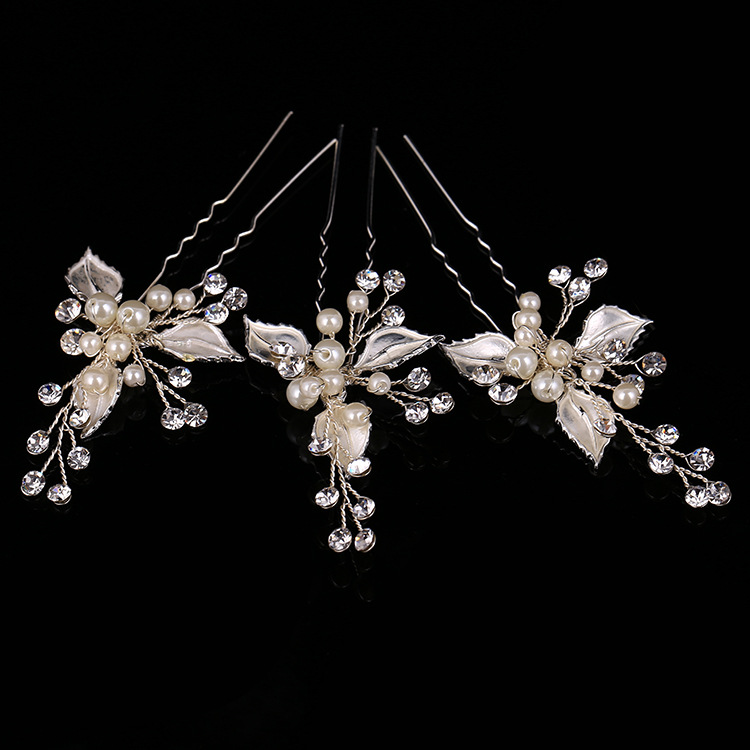 European style exquisite handmade jewelry bride bride wedding dress headdress hairpin leaves wedding jewelry accessories — foto 7