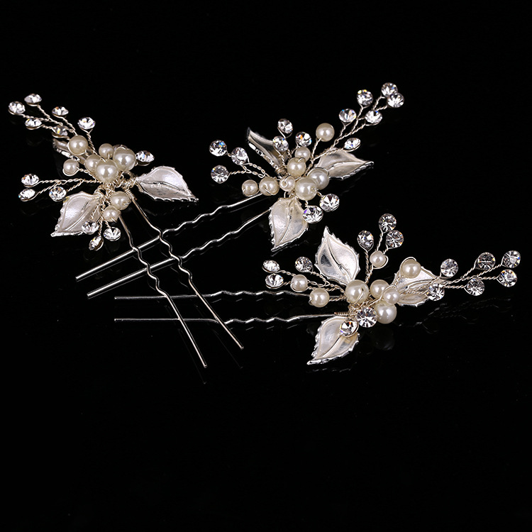 European style exquisite handmade jewelry bride bride wedding dress headdress hairpin leaves wedding jewelry accessories — foto 4