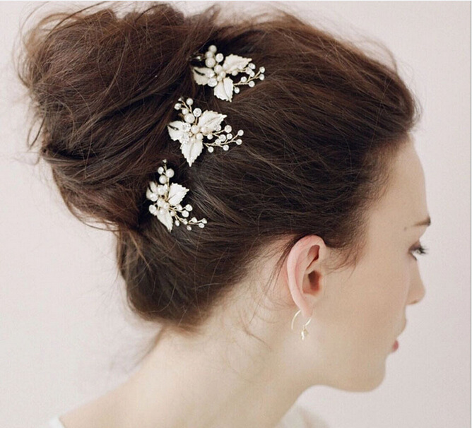 European style exquisite handmade jewelry bride bride wedding dress headdress hairpin leaves wedding jewelry accessories — foto 5