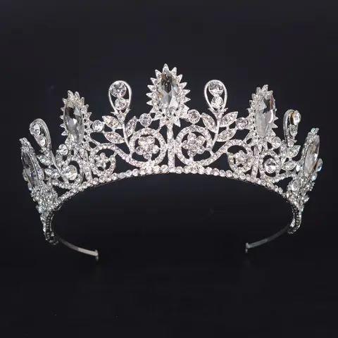 HG584 Princess Royal Crown Sunflower Bride Crystal Wedding Party