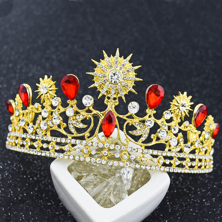 European Style Wedding Alloy Crown Hair Accessories Red - Shop at LoveMi