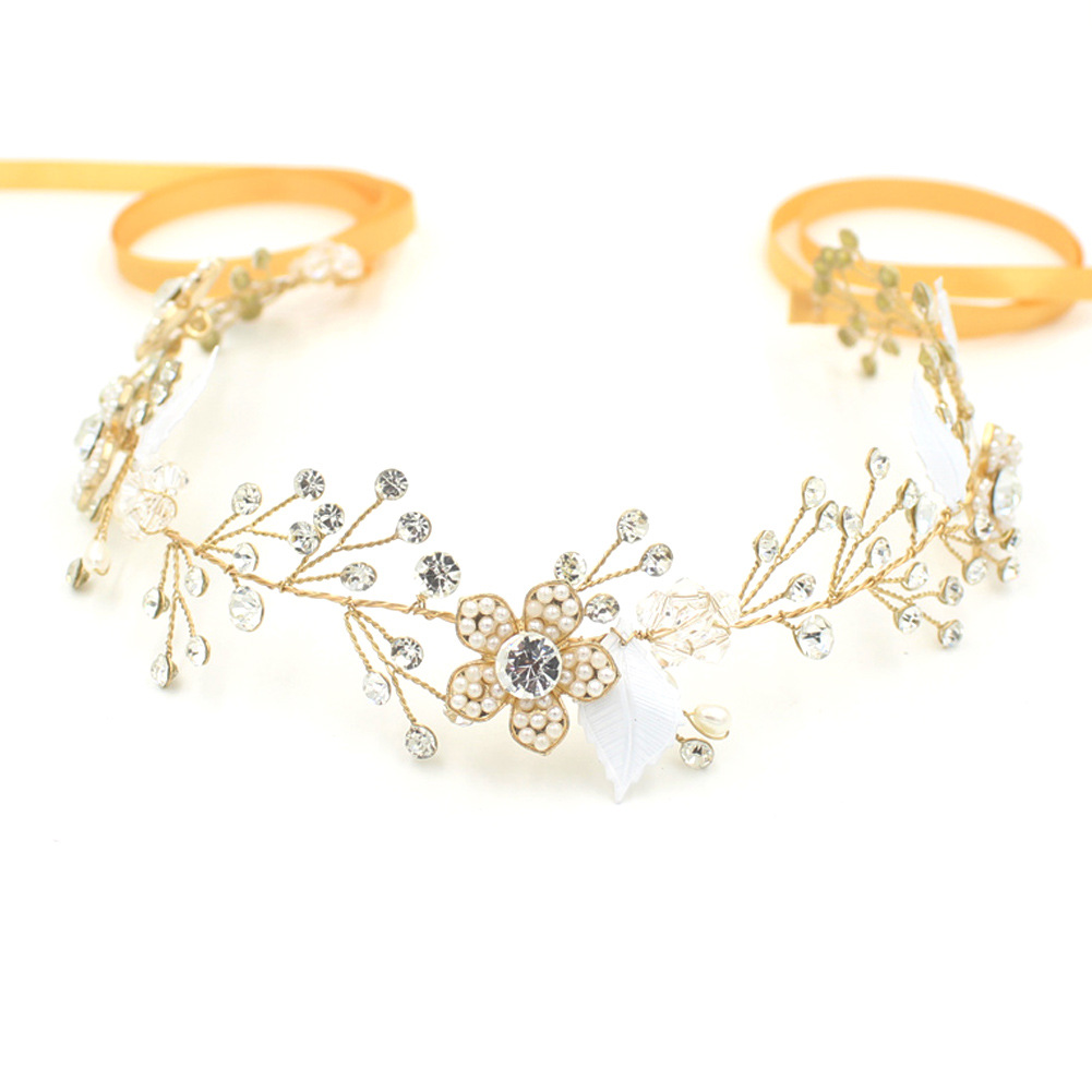 European and American high-end wedding bride Pearl crystal ornament jewelry crown hair headdress handmade jewelry trade — foto 4