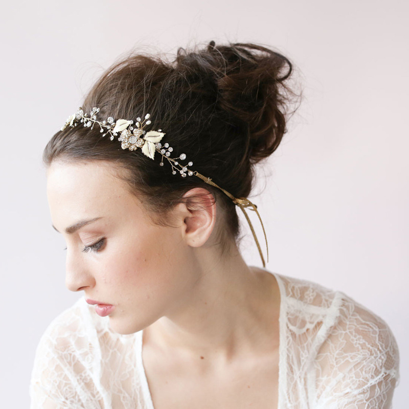 European and American high-end wedding bride Pearl crystal ornament jewelry crown hair headdress handmade jewelry trade — foto 3