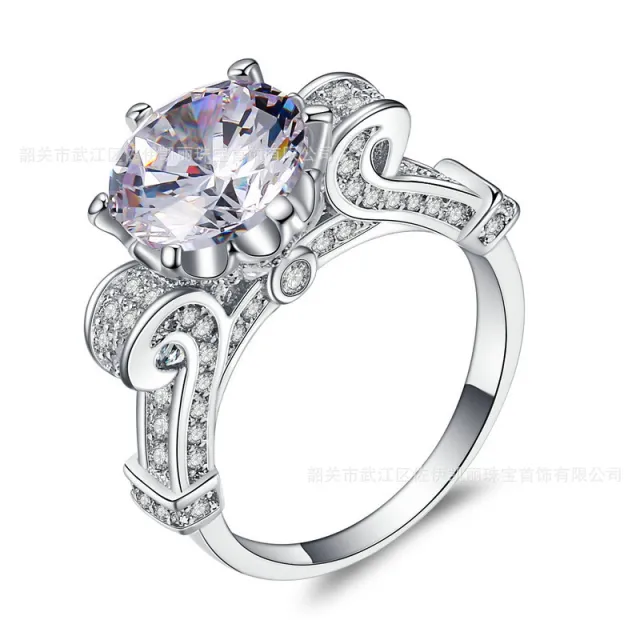 Foreign trade explosion jewelry fashion luxury Nvjie AAA zircon gilt micro insert engagement ring - Shop at LoveMi