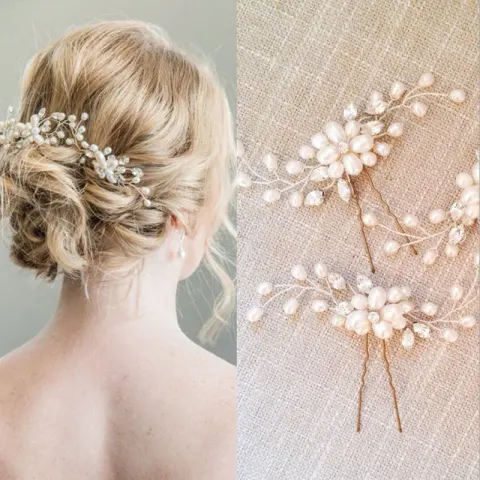 Supply Korean Bride Handmade Pearl Crystal Clip Wedding Headdress