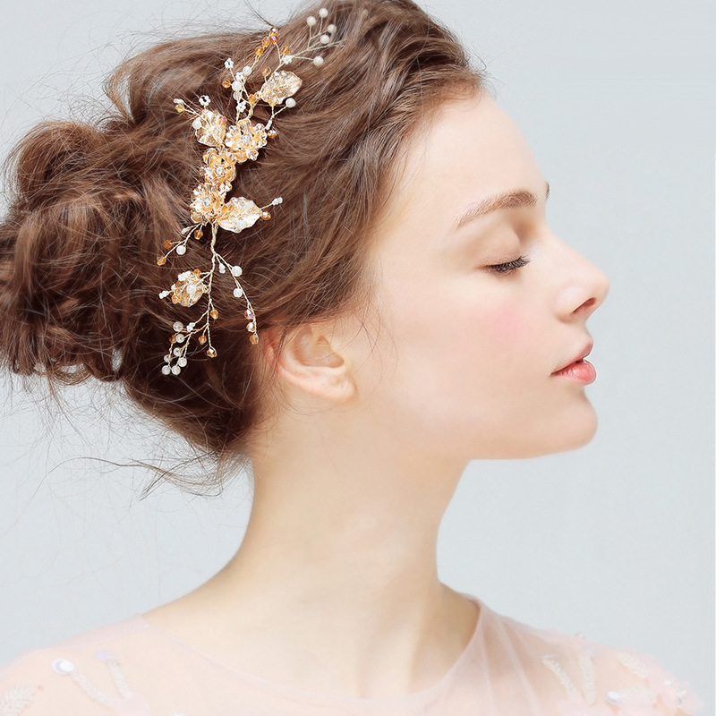 YS803 comb hair crystal diamond disc inserted bride wedding wedding comb handmade jewelry accessories — foto 2
