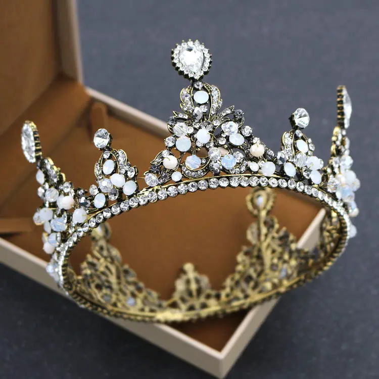 Korean Bride Rounded Crown Princess Pearl Diamond Wedding Ornaments
