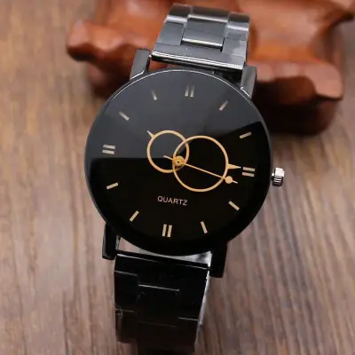Black Steel Strap Watch