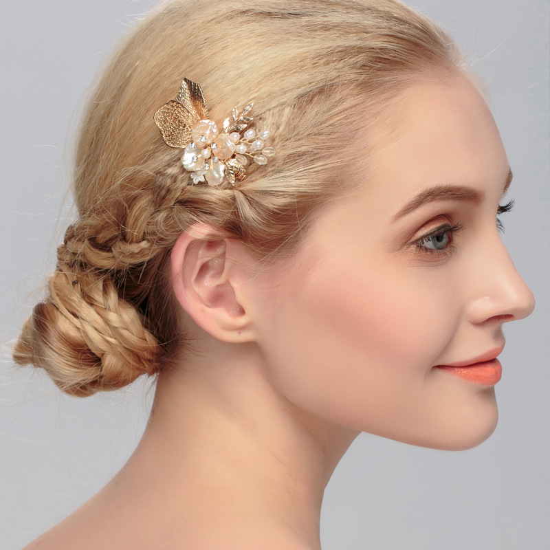 The new American Korean bride comb comb wedding headdress jewelry pearl accessories manufacturers selling a package mail — foto 4