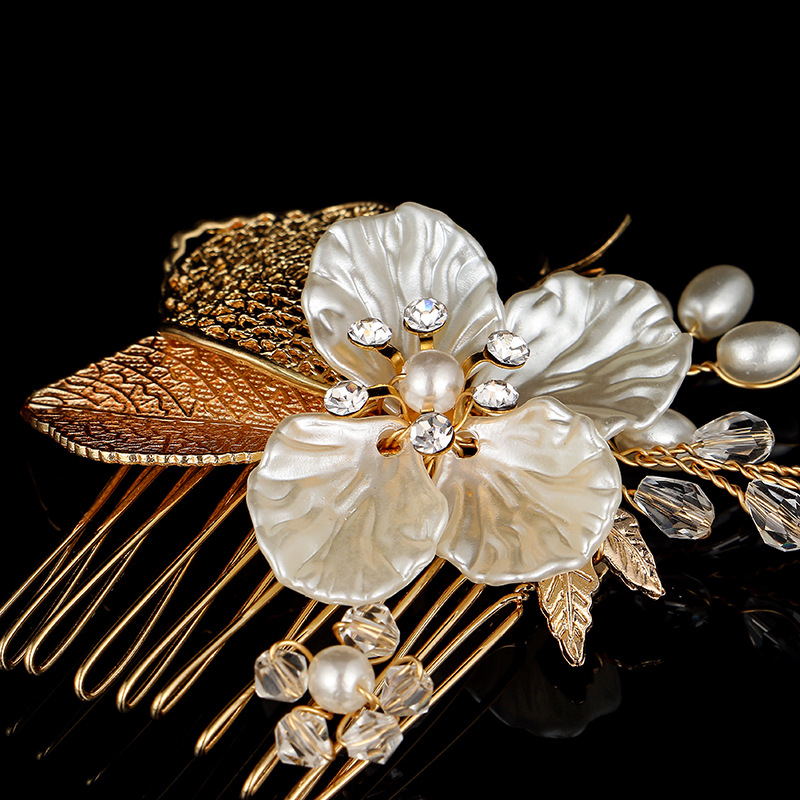 The new American Korean bride comb comb wedding headdress jewelry pearl accessories manufacturers selling a package mail — foto 6