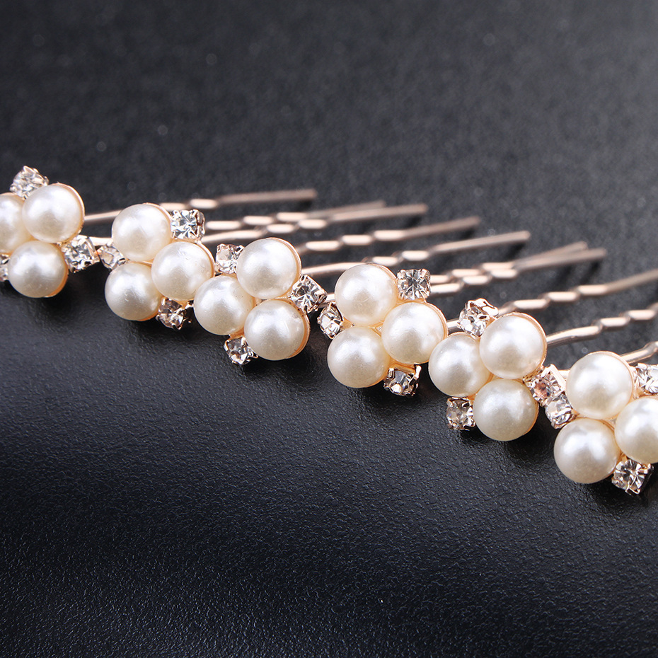 new bride headdress pearl diamond wedding jewelry accessories manufacturers selling hair pin — foto 3