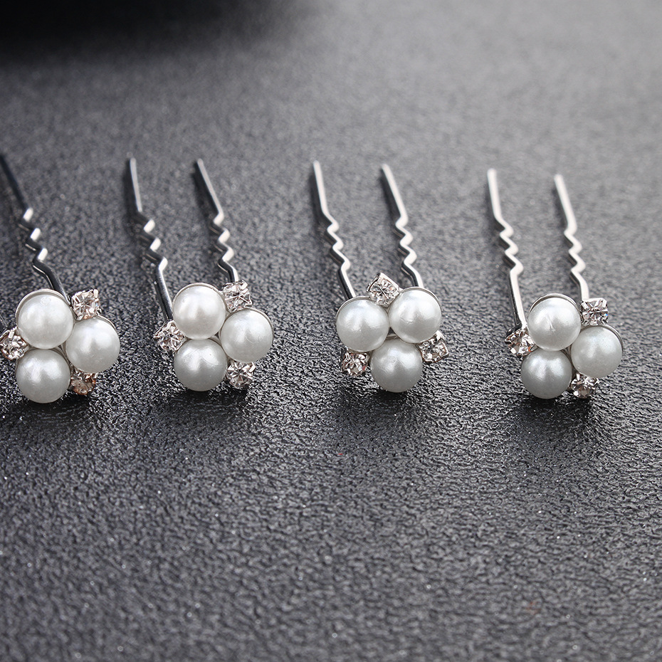 new bride headdress pearl diamond wedding jewelry accessories manufacturers selling hair pin — foto 2