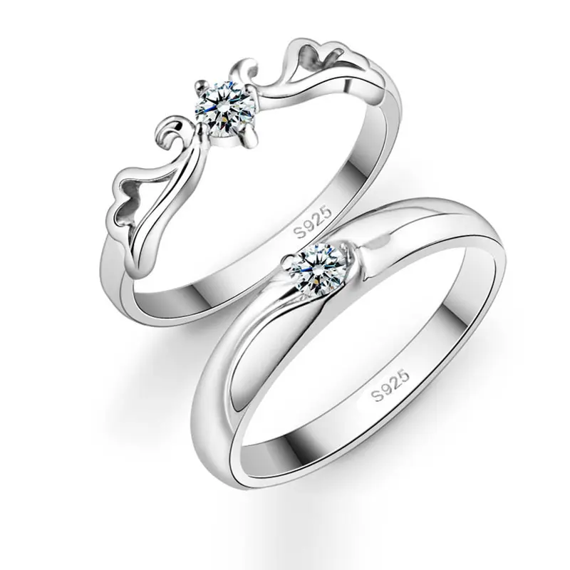 Korean Silver Angel Lovers Ring Marriage Engagement Men